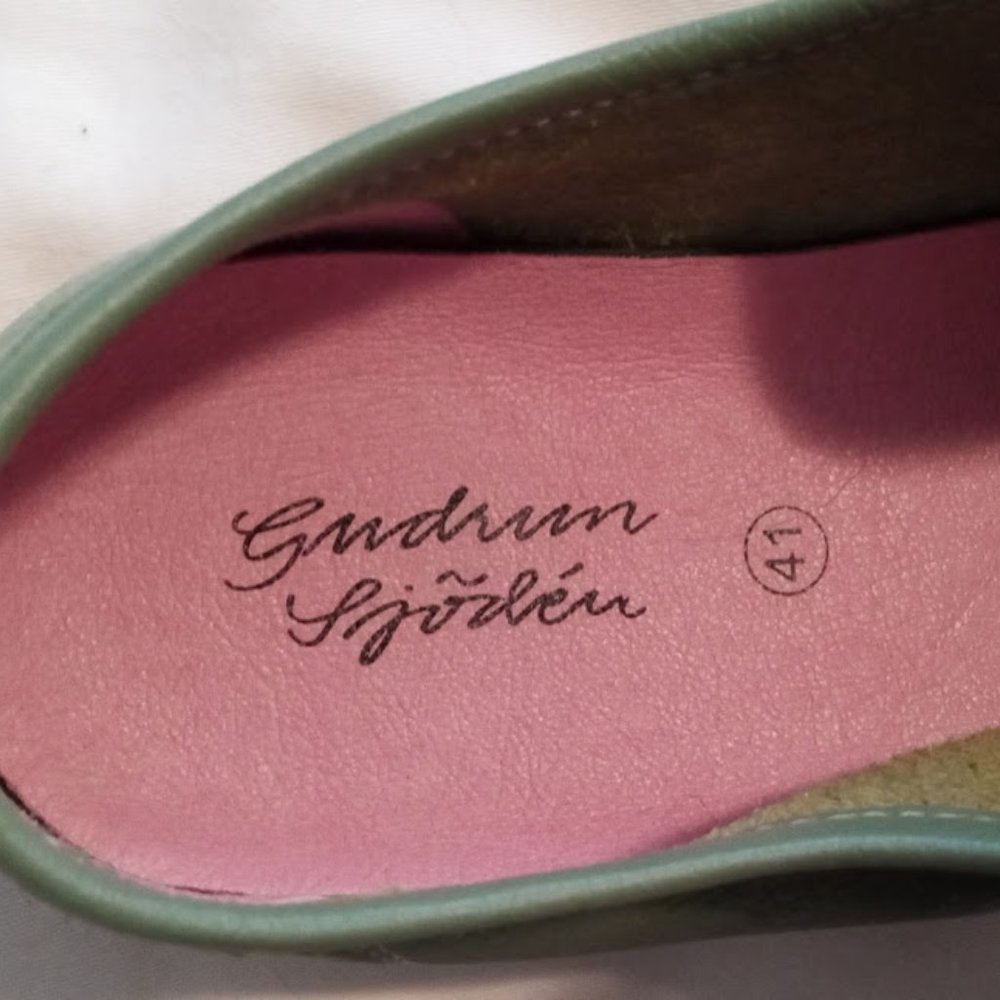 Green Unworn Gudrun Sjödén Leather Shoes Size 41 or Size 9 to 10 Wide - Picture 4 of 14
